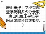 唐山电焊工学校有哪些学院啊多少分录取(唐山电焊工学校学院及录取分数线概览)