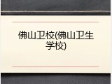 佛山卫校(佛山卫生学校)