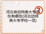 河北省幼师类大专学校有哪些(河北幼师类大专学校一览)