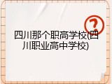 四川那个职高学校(四川职业高中学校)