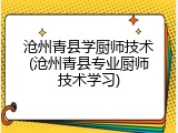 沧州青县学厨师技术(沧州青县专业厨师技术学习)