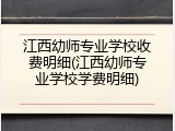 江西幼师专业学校收费明细(江西幼师专业学校学费明细)