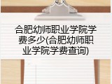 合肥幼师职业学院学费多少(合肥幼师职业学院学费查询)
