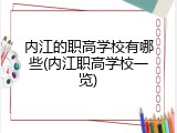 内江的职高学校有哪些(内江职高学校一览)