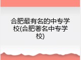 合肥最有名的中专学校(合肥著名中专学校)
