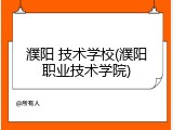 濮阳 技术学校(濮阳职业技术学院)