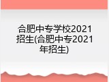 合肥中专学校2021招生(合肥中专2021年招生)