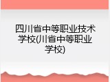 四川省中等职业技术学校(川省中等职业学校)