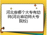河北省哪个大专有幼师(河北省幼师大专院校)
