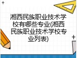 湘西民族职业技术学校有哪些专业(湘西民族职业技术学校专业列表)