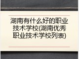 湖南有什么好的职业技术学校(湖南优秀职业技术学校列表)