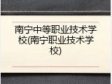 南宁中等职业技术学校(南宁职业技术学校)