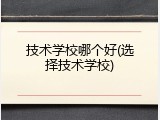 技术学校哪个好(选择技术学校)