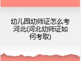 幼儿园幼师证怎么考河北(河北幼师证如何考取)