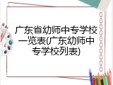广东省幼师中专学校一览表(广东幼师中专学校列表)