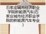 石家庄城市经济职业学院新能源汽车(石家庄城市经济职业学院的新能源汽车专业)