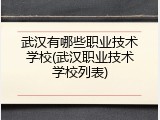 武汉有哪些职业技术学校(武汉职业技术学校列表)