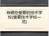 有哪些重要的技术学校(重要技术学校一览)