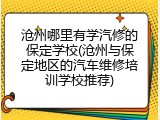 沧州哪里有学汽修的保定学校(沧州与保定地区的汽车维修培训学校推荐)