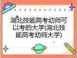 湖北技能高考幼师可以考的大学(湖北技能高考幼师大学)