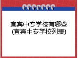 宜宾中专学校有哪些(宜宾中专学校列表)