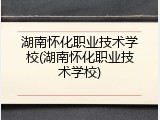 湖南怀化职业技术学校(湖南怀化职业技术学校)