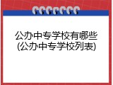 公办中专学校有哪些(公办中专学校列表)