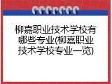 柳嘉职业技术学校有哪些专业(柳嘉职业技术学校专业一览)