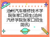 沧州汽车维修技术学院张家口招生(沧州汽修学院张家口招生简讯)