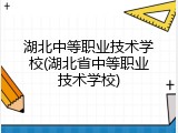 湖北中等职业技术学校(湖北省中等职业技术学校)