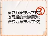 费县万象技术学校(改写后的关键词为：费县万象技术学校)