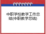 中职学校教学工作总结(中职教学总结)