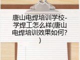 唐山电焊培训学校-学焊工怎么样(唐山电焊培训效果如何？)