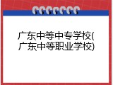 广东中等中专学校(广东中等职业学校)