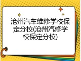 沧州汽车维修学校保定分校(沧州汽修学校保定分校)