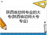 陕西省幼师专业的大专(陕西省幼师大专专业)
