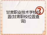 甘肃职业技术学校位置(甘肃职校位置查询)