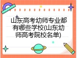 山东高考幼师专业都有哪些学校(山东幼师高考院校名单)