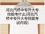 河北汽修中专升大专技能考什么(河北汽修中专升大专技能考试内容)