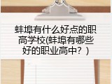 蚌埠有什么好点的职高学校(蚌埠有哪些好的职业高中？)