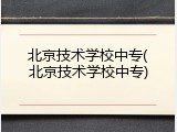 北京技术学校中专(北京技术学校中专)