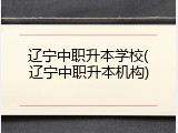 辽宁中职升本学校(辽宁中职升本机构)