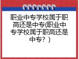 职业中专学校属于职高还是中专(职业中专学校属于职高还是中专？)