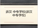 武汉 中专学校(武汉中专学校)