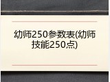 幼师250参数表(幼师技能250点)