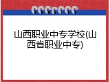 山西职业中专学校(山西省职业中专)