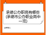 承德公办职高有哪些(承德市公办职业高中一览)