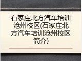 石家庄北方汽车培训沧州校区(石家庄北方汽车培训沧州校区简介)