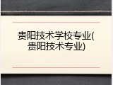 贵阳技术学校专业(贵阳技术专业)