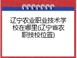 辽宁农业职业技术学校在哪里(辽宁省农职技校位置)